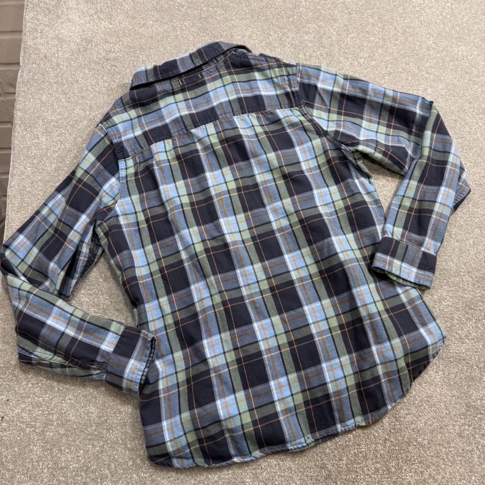 LL Bean Rangeley Flannel Shirt Plaid Button Carbon Navy Sml Organic Cotton Gorp - Picture 5 of 13